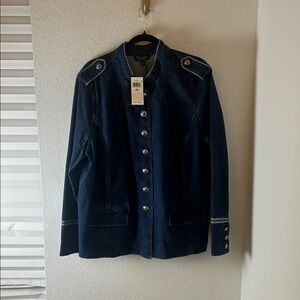NWT Ralph Lauren women’s plus Denim Blue Jacket w/ silver button size 20w
